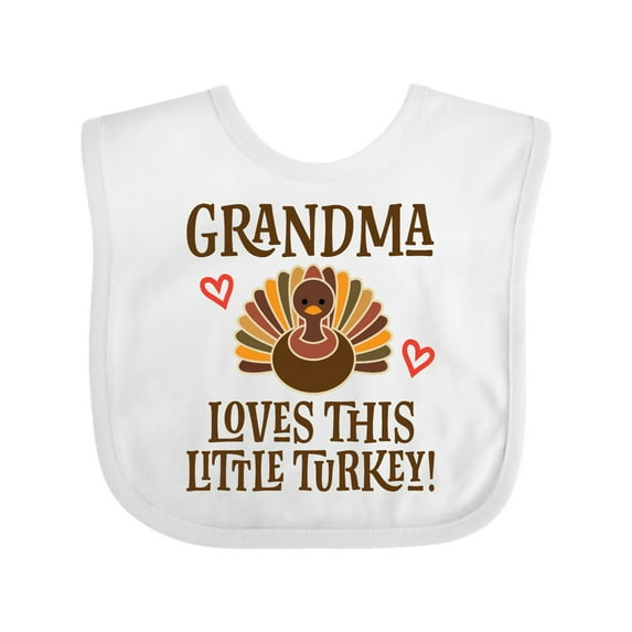 Inktastic Thanksgiving Grandma Little Turkey Boys or Girls Baby Bib