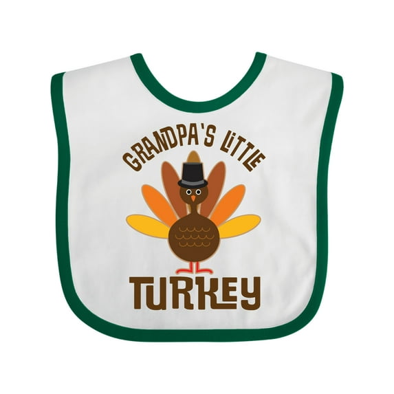 Inktastic Thanksgiving Grandpa Little Turkey Boys or Girls Baby Bib