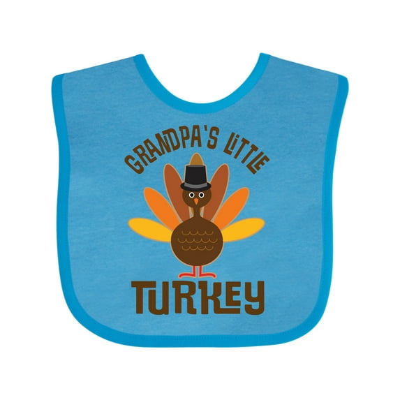 Inktastic Thanksgiving Grandpa Little Turkey Boys or Girls Baby Bib