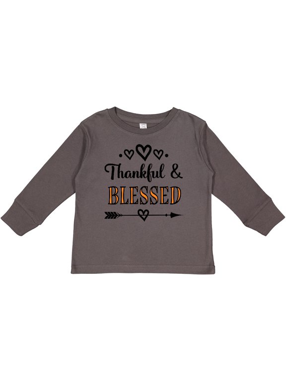 Inktastic Thanksgiving Greeting Thankful Blessed Girls Long Sleeve Toddler T-Shirt