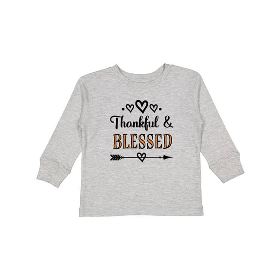 Inktastic Thanksgiving Greeting Thankful Blessed Girls Long Sleeve Toddler T-Shirt