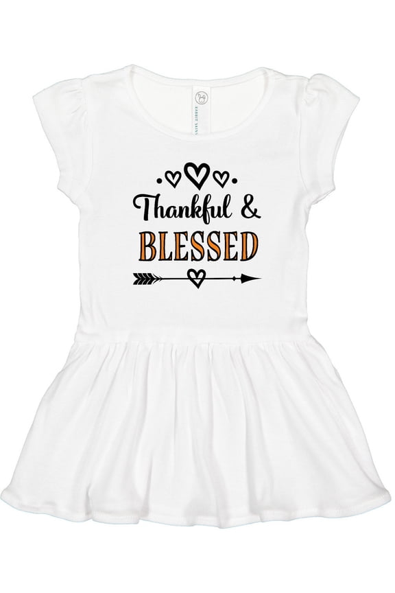 Thanksgiving Greeting Thankful Blessed Girls Toddler Dress