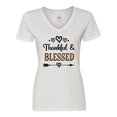 thumbnail image 1 of Inktastic Thanksgiving Greeting Thankful Blessed Women's V-Neck T-Shirt, 1 of 5