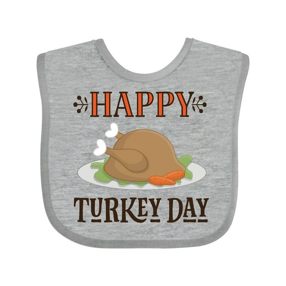 Inktastic Thanksgiving Happy Turkey Day Boys or Girls Baby Bib