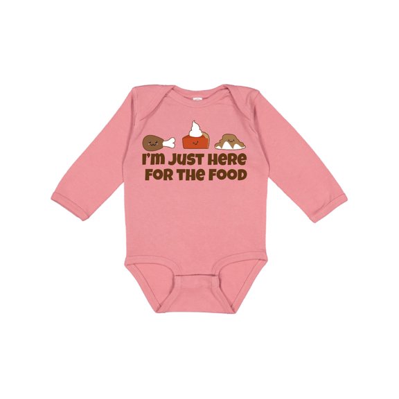 Inktastic Thanksgiving Here for the Food Boys or Girls Long Sleeve Baby Bodysuit