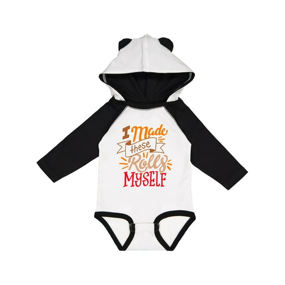 Inktastic Thanksgiving I Made These Rolls Myself with Banner Gift Baby Boy or Baby Girl Long Sleeve Bodysuit