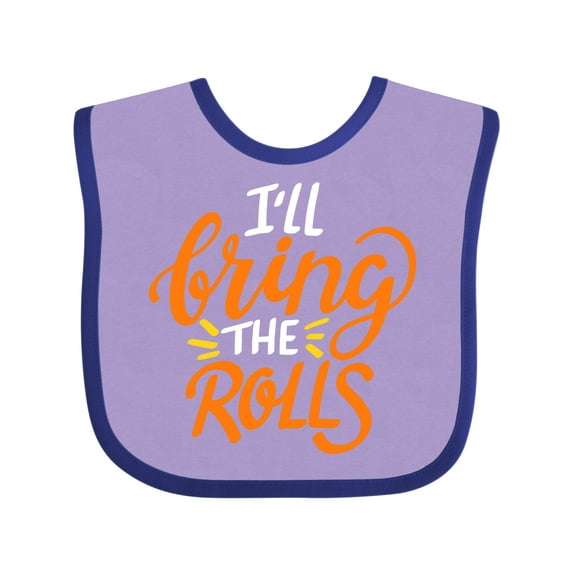 Inktastic Thanksgiving I'll Bring the Rolls in Orange Boys or Girls Baby Bib
