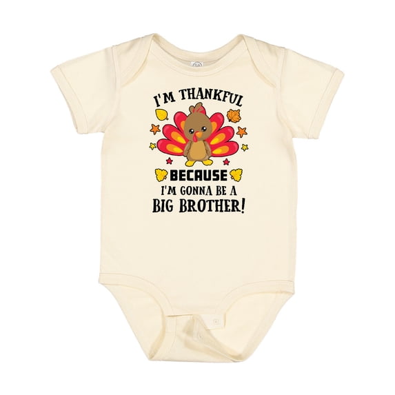 Inktastic Thanksgiving I'm Thankful Because I'm Gonna Be a Big Brother Boys Baby Bodysuit