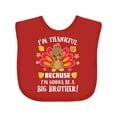 thumbnail image 1 of Inktastic Thanksgiving I'm Thankful Because I'm Gonna Be a Big Brother Boys or Girls Baby Bib, 1 of 4