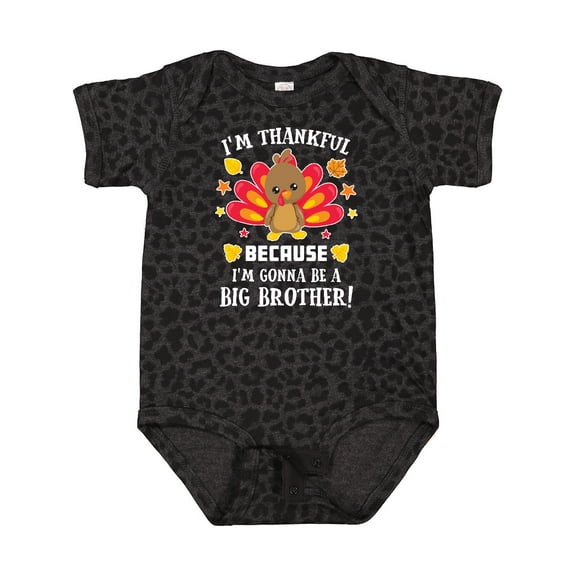 Inktastic Thanksgiving I'm Thankful Because I'm Gonna Be a Big Brother Boys or Girls Baby Bodysuit