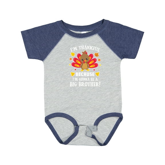 Inktastic Thanksgiving I'm Thankful Because I'm Gonna Be a Big Brother Boys or Girls Baby Bodysuit