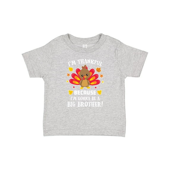 Inktastic Thanksgiving I'm Thankful Because I'm Gonna Be a Big Brother Boys or Girls Baby T-Shirt