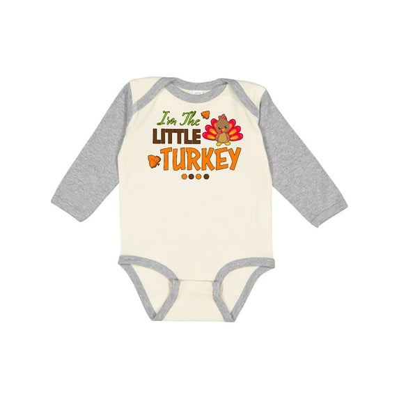 Inktastic Thanksgiving Im the Little Turkey Boys or Girls Long Sleeve Baby Bodysuit