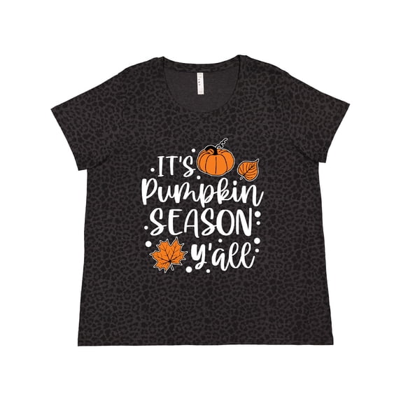 Inktastic Thanksgiving It's Pumpkin Season Y'all with Fall Leaves Women's Plus Size T-Shirt