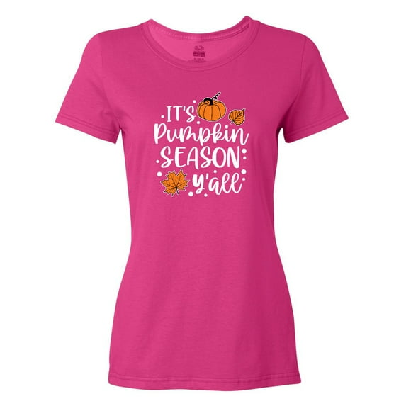 Inktastic Thanksgiving It's Pumpkin Season Y'all with Fall Leaves Women's T-Shirt