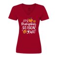 thumbnail image 1 of Inktastic Thanksgiving It's Pumpkin Season Y'all with Fall Leaves Women's V-Neck T-Shirt, 1 of 5