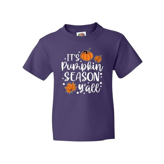 Inktastic Thanksgiving It's Pumpkin Season Y'all with Fall Leaves Youth T-Shirt