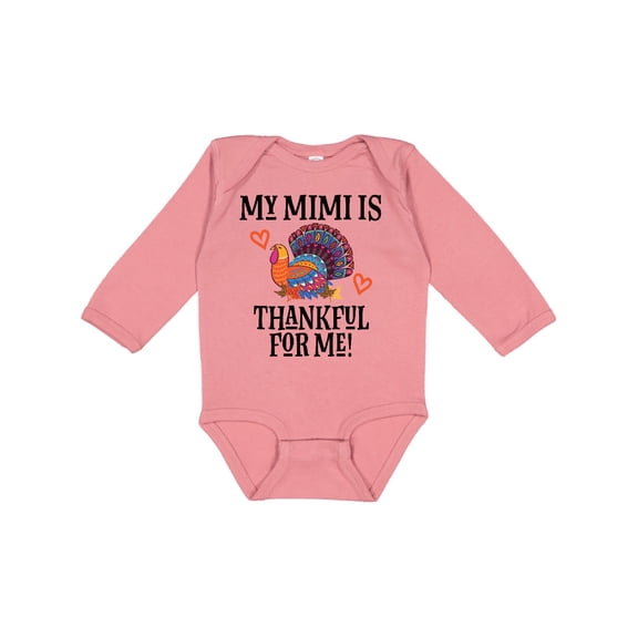 Inktastic Thanksgiving Mimi Thankful for Me Turkey Boys or Girls Long Sleeve Baby Bodysuit