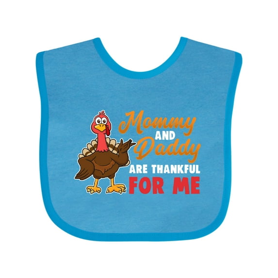 Inktastic Thanksgiving Mommy Daddy Thankful for Me Boys or Girls Baby Bib