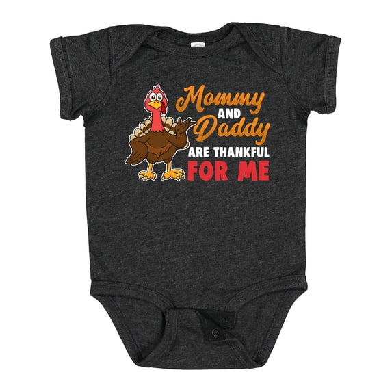 Inktastic Thanksgiving Mommy Daddy Thankful for Me Boys or Girls Baby Bodysuit