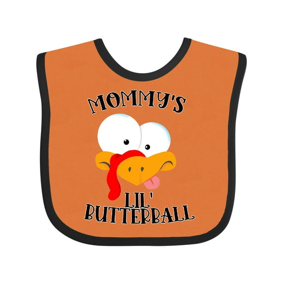 Inktastic Thanksgiving Mommy's Little Butterball with Cute Turkey Face Boys or Girls Baby Bib