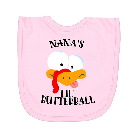 Inktastic Thanksgiving Nana's Lil' Butterball Cute Turkey Face Newborn Bib