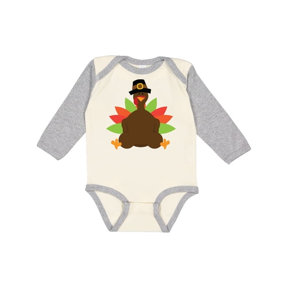 Inktastic Thanksgiving Pilgrim Turkey Boys or Girls Long Sleeve Baby Bodysuit