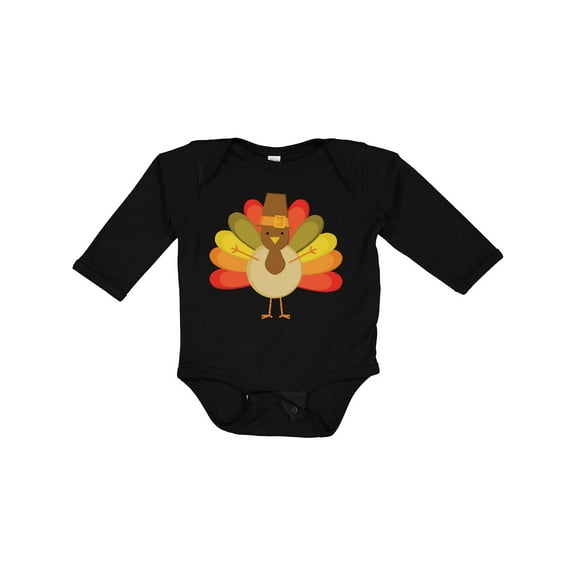 Inktastic Thanksgiving Pilgrim Turkey Holiday Boys or Girls Long Sleeve Baby Bodysuit