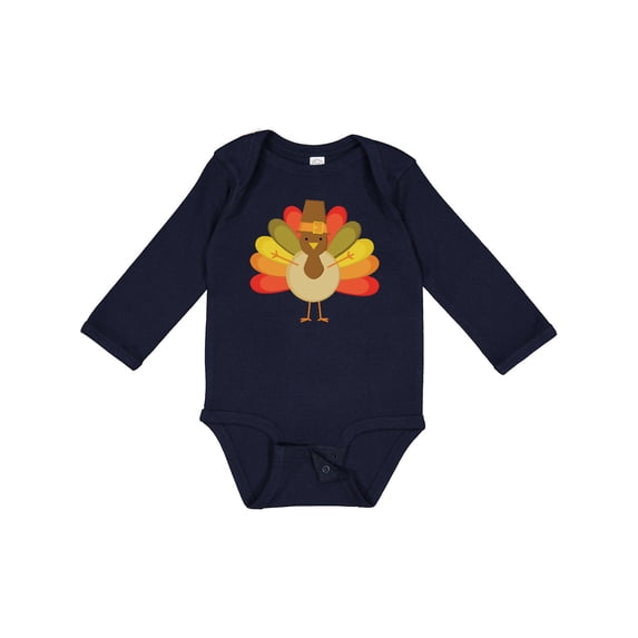 Inktastic Thanksgiving Pilgrim Turkey Holiday Boys or Girls Long Sleeve Baby Bodysuit