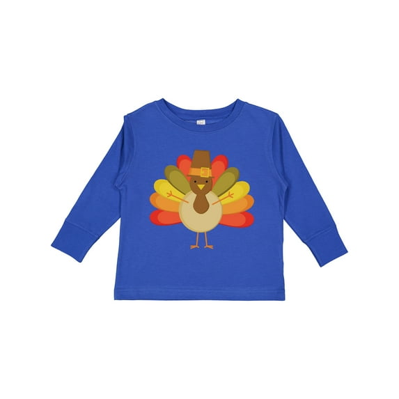 Inktastic Thanksgiving Pilgrim Turkey Holiday Boys or Girls Long Sleeve Toddler T-Shirt