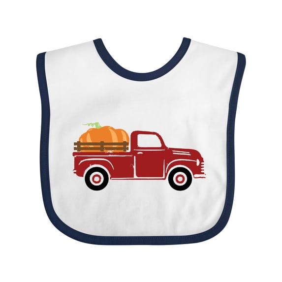 Inktastic Thanksgiving Red Truck Hauling a Giant Pumpkin Boys or Girls Baby Bib