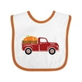 thumbnail image 1 of Inktastic Thanksgiving Red Truck Hauling a Giant Pumpkin Boys or Girls Baby Bib, 1 of 4