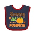 thumbnail image 1 of Inktastic Thanksgiving Sassy Lil Pumpkin with Fall Leaves Girls Baby Bib, 1 of 4
