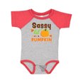 thumbnail image 1 of Inktastic Thanksgiving Sassy Lil Pumpkin with Fall Leaves Girls Baby Bodysuit, 1 of 5