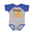 thumbnail image 1 of Inktastic Thanksgiving Sassy Lil Pumpkin with Fall Leaves Girls Baby Bodysuit, 1 of 5