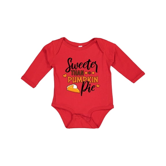 Inktastic Thanksgiving Sweeter Than Pumpkin Pie Boys or Girls Long Sleeve Baby Bodysuit