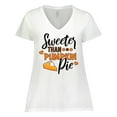 thumbnail image 1 of Inktastic Thanksgiving Sweeter Than Pumpkin Pie Women's Plus Size V-Neck T-Shirt, 1 of 5