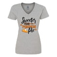 thumbnail image 1 of Inktastic Thanksgiving Sweeter Than Pumpkin Pie Women's V-Neck T-Shirt, 1 of 5