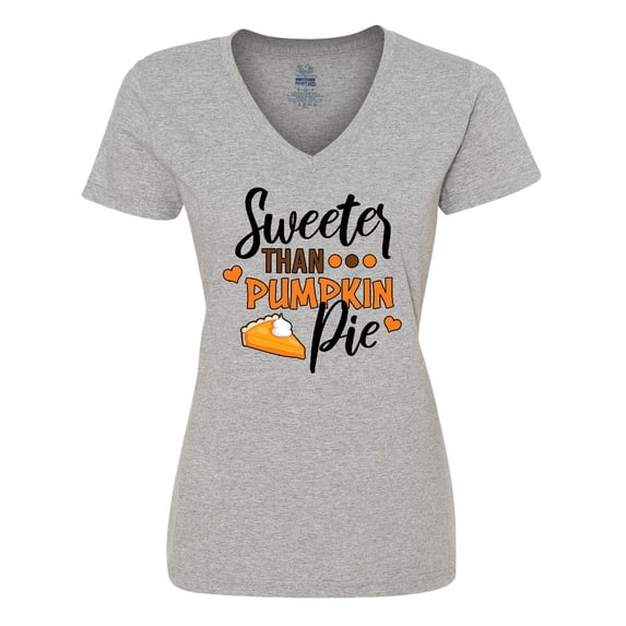 Inktastic Thanksgiving Sweeter Than Pumpkin Pie Women's V-Neck T-Shirt