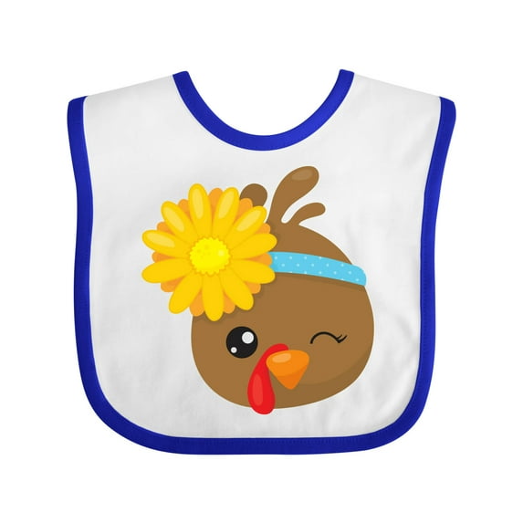 Inktastic Cute Turkey, Brown Turkey, Turkey with Sunflower Boys or Girls Baby Bib