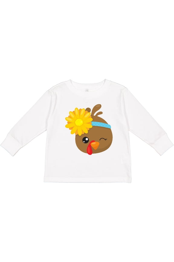 Thanksgiving Turkey, Brown Turkey, Sunflower Boys or Girls Long Sleeve Toddler T-Shirt