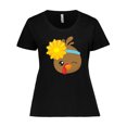thumbnail image 1 of Inktastic Thanksgiving Turkey, Brown Turkey, Sunflower Women's Plus Size T-Shirt, 1 of 5