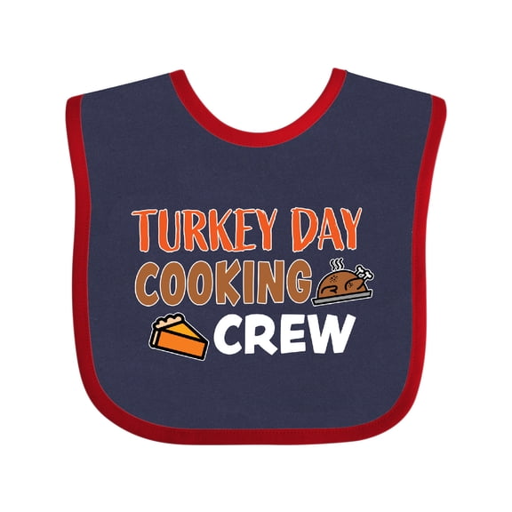 Inktastic Thanksgiving Turkey Day Cooking Crew with Turkey and Pumpkin Pie Boys or Girls Baby Bib