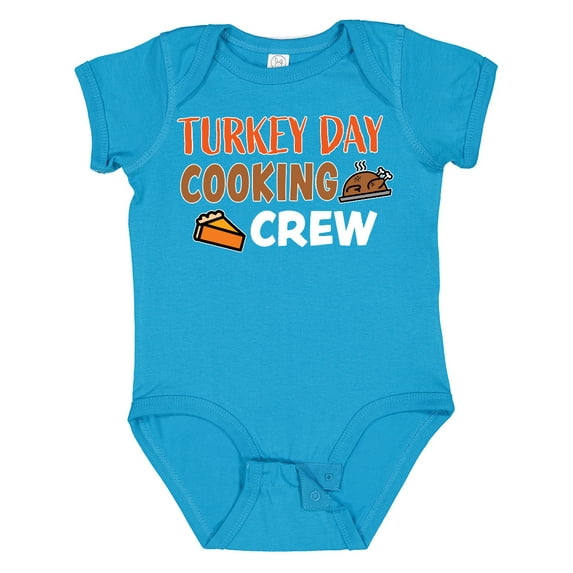 Inktastic Thanksgiving Turkey Day Cooking Crew with Turkey and Pumpkin Pie Boys or Girls Baby Bodysuit