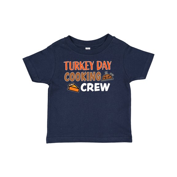 Inktastic Thanksgiving Turkey Day Cooking Crew with Turkey and Pumpkin Pie Boys or Girls Baby T-Shirt