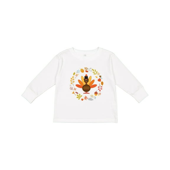 Inktastic Thanksgiving Turkey Fall Holiday Wreath Boys or Girls Long Sleeve Toddler T-Shirt