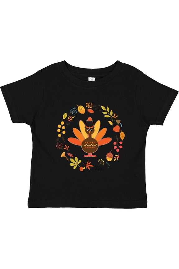 Thanksgiving Turkey Fall Holiday Wreath Boys or Girls Toddler T-Shirt