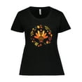 thumbnail image 1 of Inktastic Thanksgiving Turkey Fall Holiday Wreath Women's Plus Size T-Shirt, 1 of 5