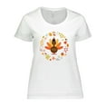thumbnail image 1 of Inktastic Thanksgiving Turkey Fall Holiday Wreath Women's Plus Size T-Shirt, 1 of 5
