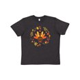 thumbnail image 1 of Inktastic Thanksgiving Turkey Fall Holiday Wreath Youth T-Shirt, 1 of 5